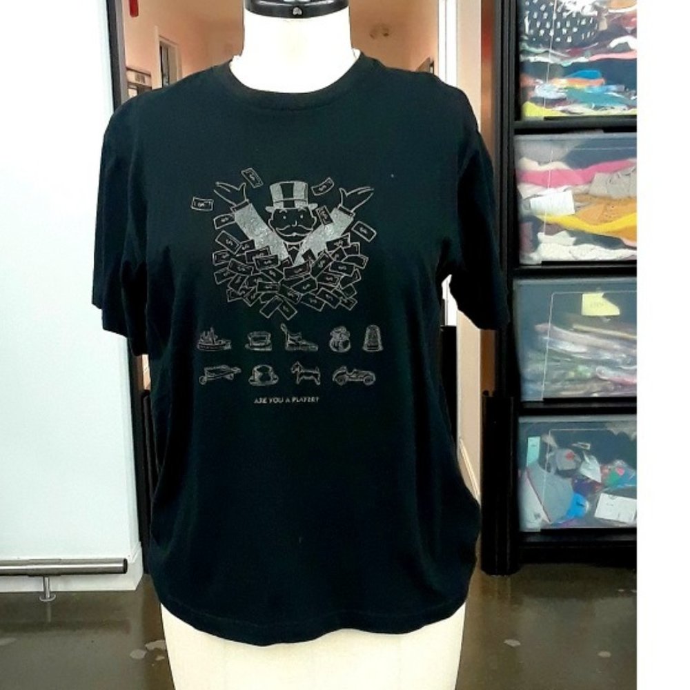 Black Short Sleeve Monopoly Printed t-shirt